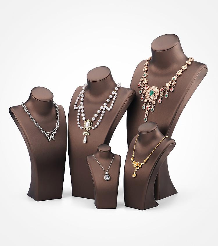 Luxury PU Leather Necklace Display Set Jewelry Model Bust Packaging Mannequin Showcase for Store Jewelry Display Accessories