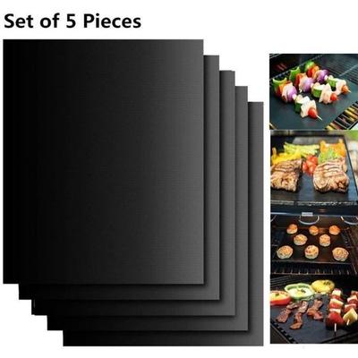 Grillmatte - BBQ - 5er-Set - 40cm x 33cm - Teflonbeschichtetes Silikon - Wiederverwendbar