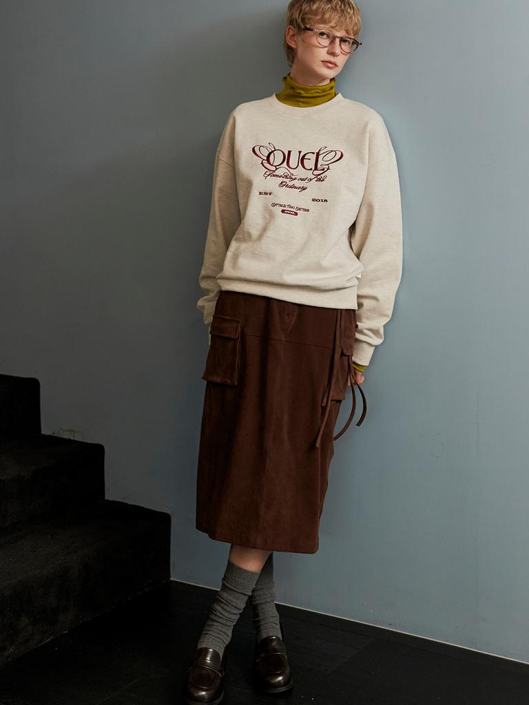 Oal Suade String Midi Skirt_Brown