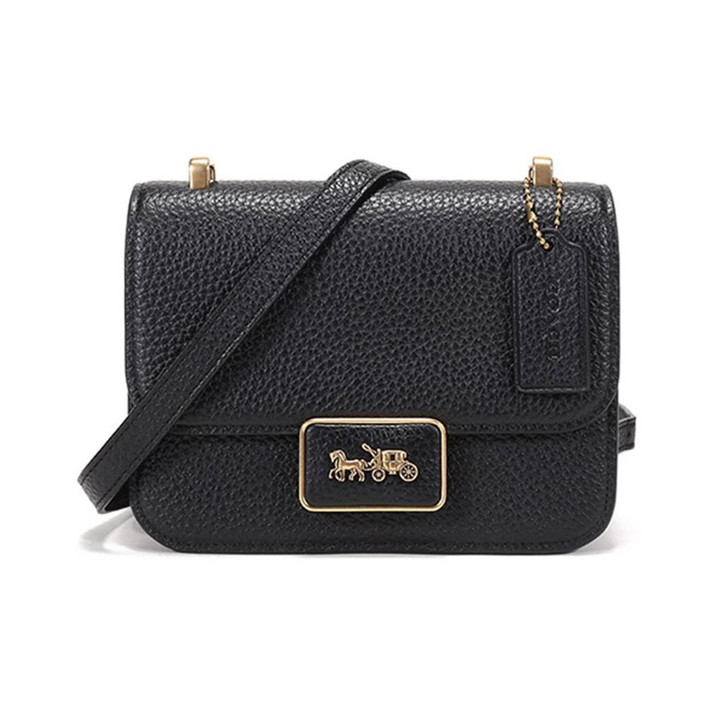 Coach Alie 18 Litchi Grain Leather Messenger Bag Small Square Crossbody Bag Women Bags Black 4617-B4BK