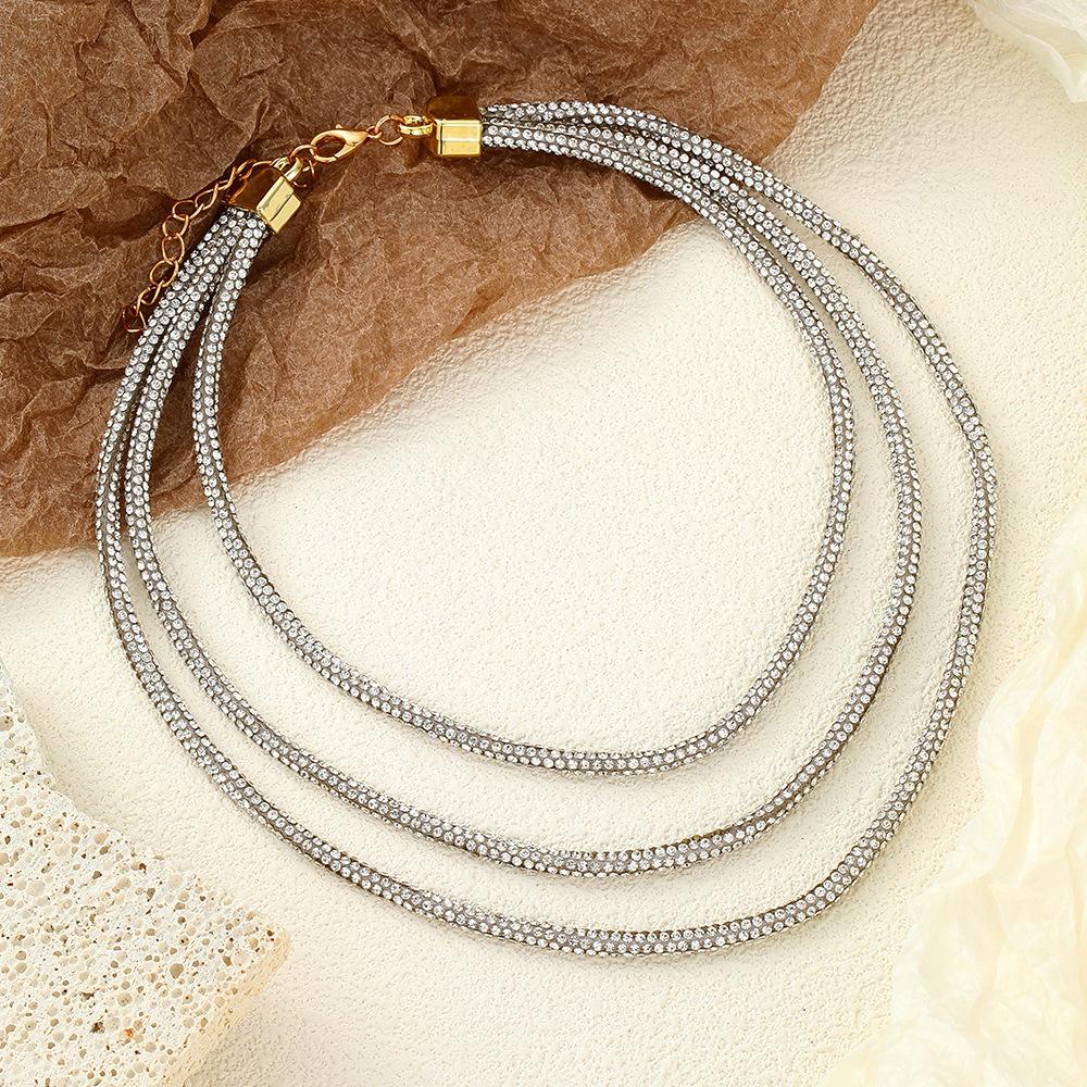 Rhinestone Love Irregular Multi-Layer Collarbone Chain Bracelet, Leopard Print High-End Metal Style Fashion Jewelry Women