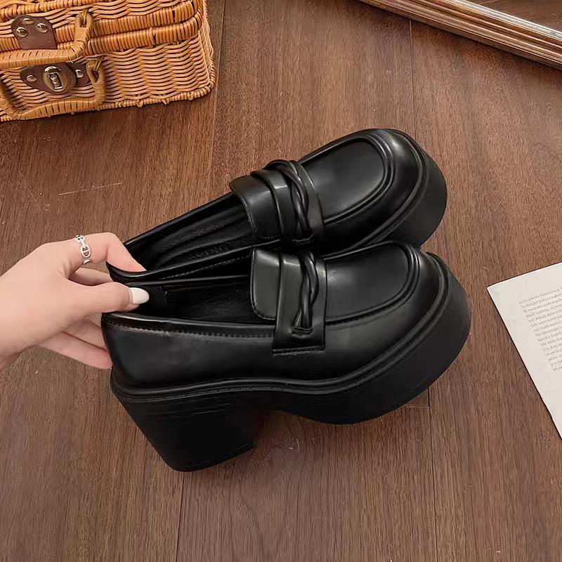 women's thick soled shoes Hot Sale Women Retro Pumps High Heels Fashion comfort Loafers Woman Uniform Mary Jane Shoes Ladies