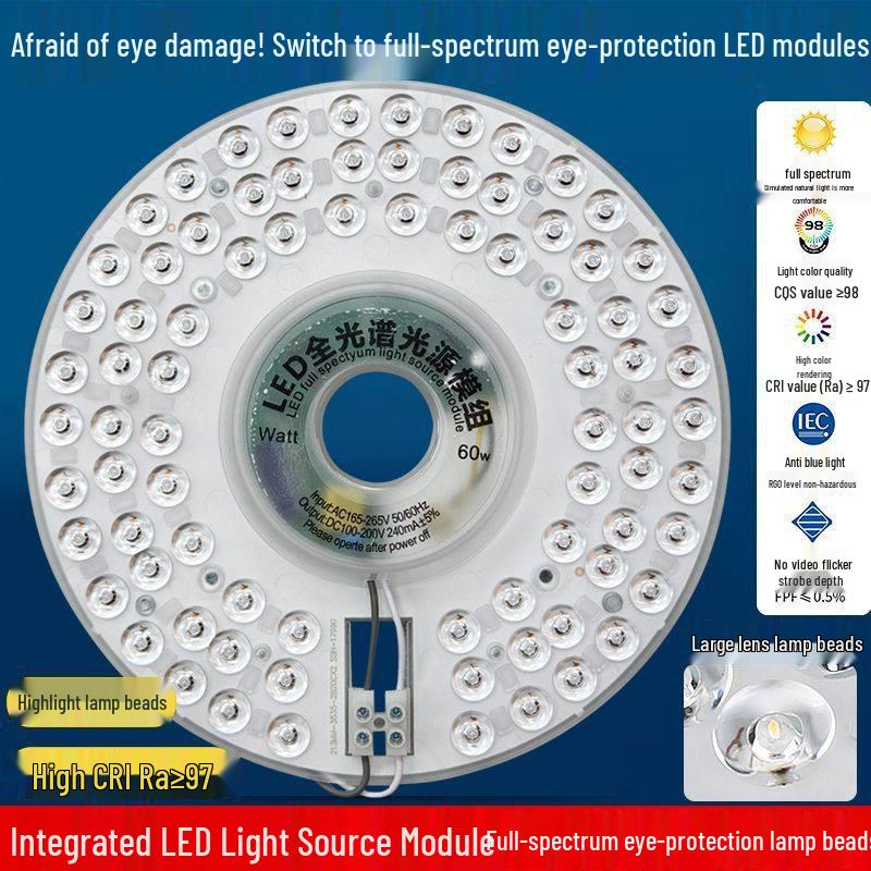 Full Spectrum LED Ceiling Fan Light with Magnetic Base and Wire Clips