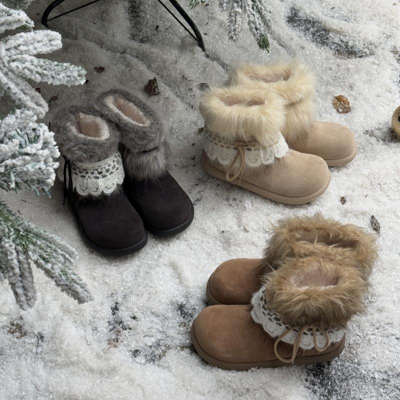 Schneestiefel dicksohlig retro Samt süß Mori Haarkanal höhenverstellbar Nische warm Baumwollschuhe Mao Mao Stiefel