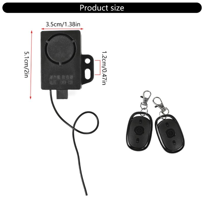 Double Remote Control Security Alarm System 1 Touch Activation Waterproof Strong Anti Theft for Electric Tricycles