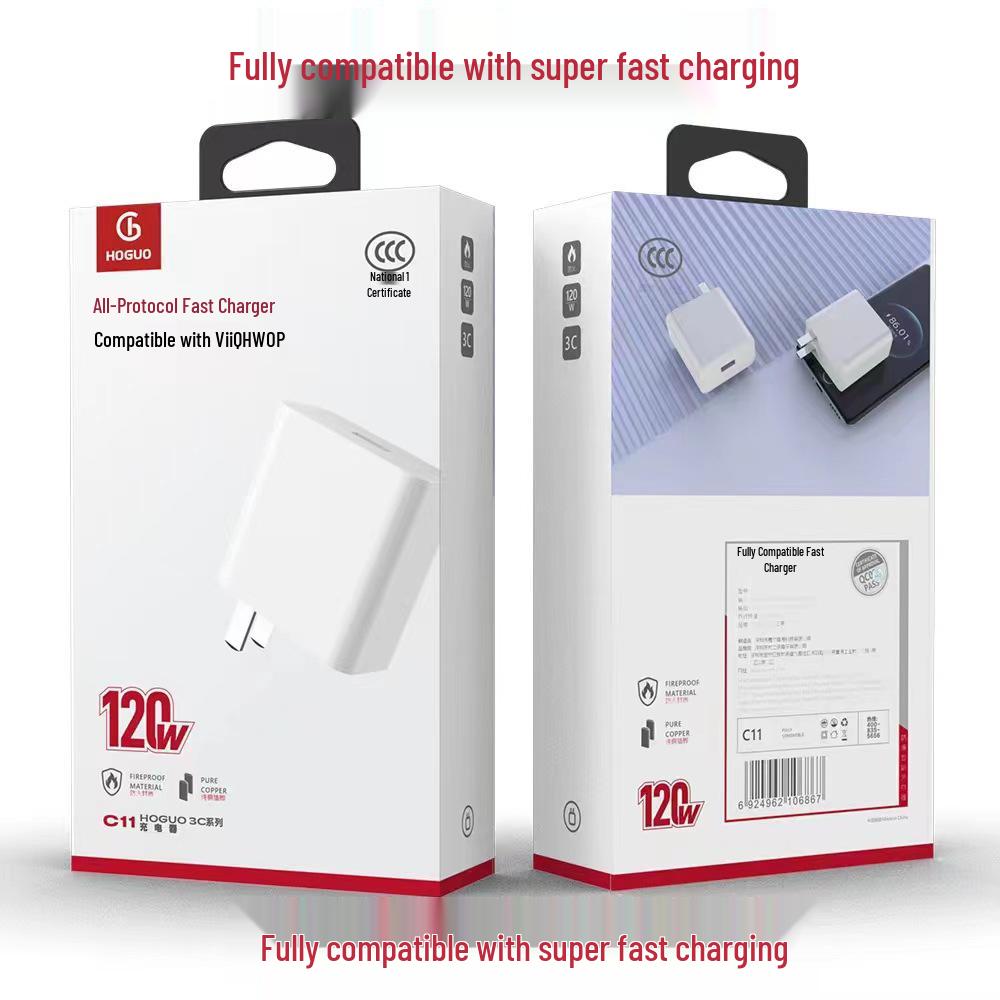 120W Fast Charging Phone Charger for Vivo, Huawei, OPPO, Honor - 3C Certified Flash Charge Compatible