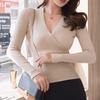 2026 Koreanischer Stil Tiefes V-Ausschnitt Langarm Schlank Geschnitten Strickpullover für Damen - Trendiger Vielseitiger Basisschicht