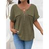 Spring and Summer Large Size Zipper Short Sleeve Women T-shirt Loose Fashion New Solid Color Tops Casual Simple Elegant Blouse Office Women's Clothing