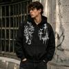 Herren Trendiges Bedrucktes Reißverschluss-Sweatshirt, Weiche Punk-Stil Fleece Kapuzenjacke mit Reißverschluss, Lässiger und Vielseitiger Cardigan