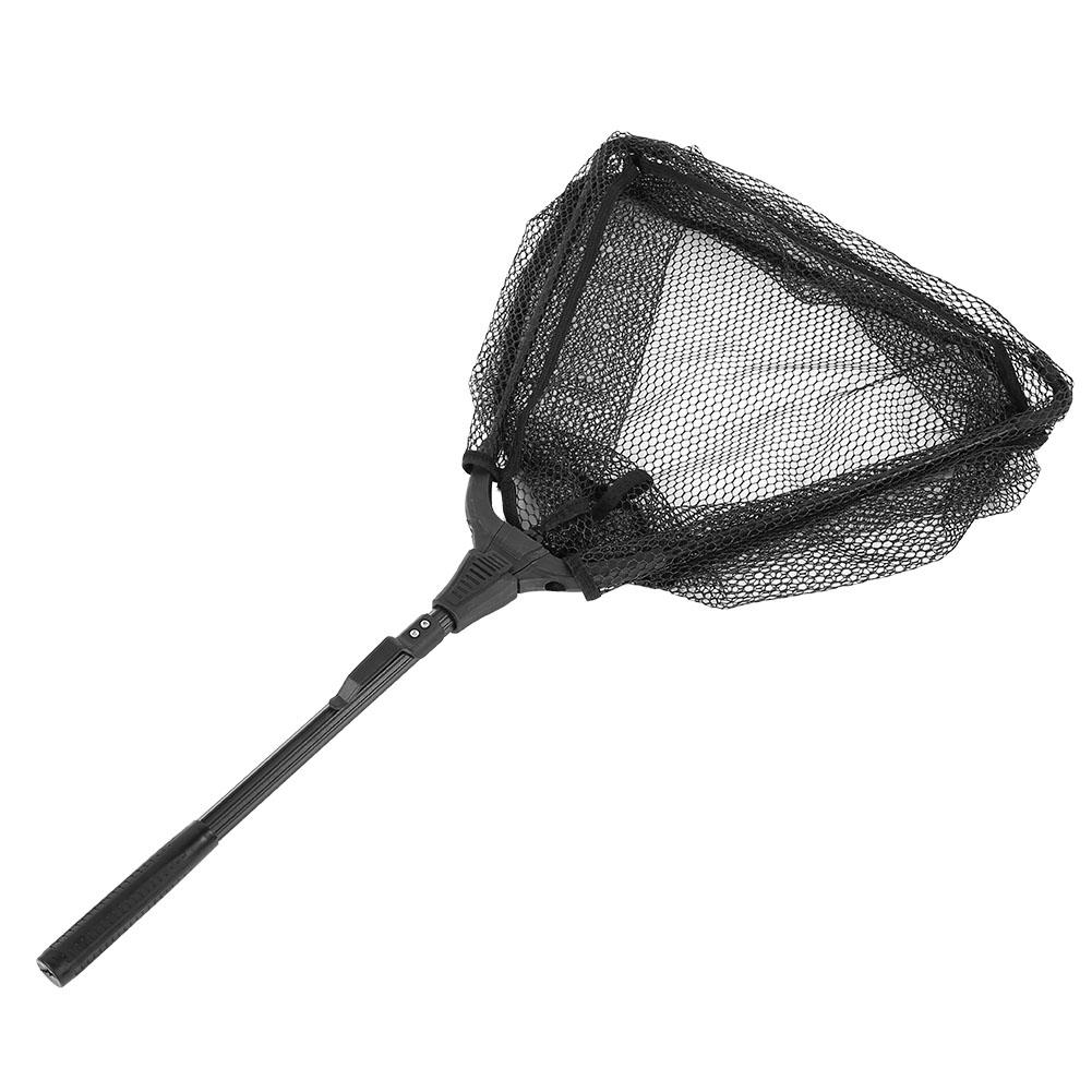 Portable Aluminum Alloy Telescopic Foldng Fishing Landing Net Pole Rubber Handle (40cm)