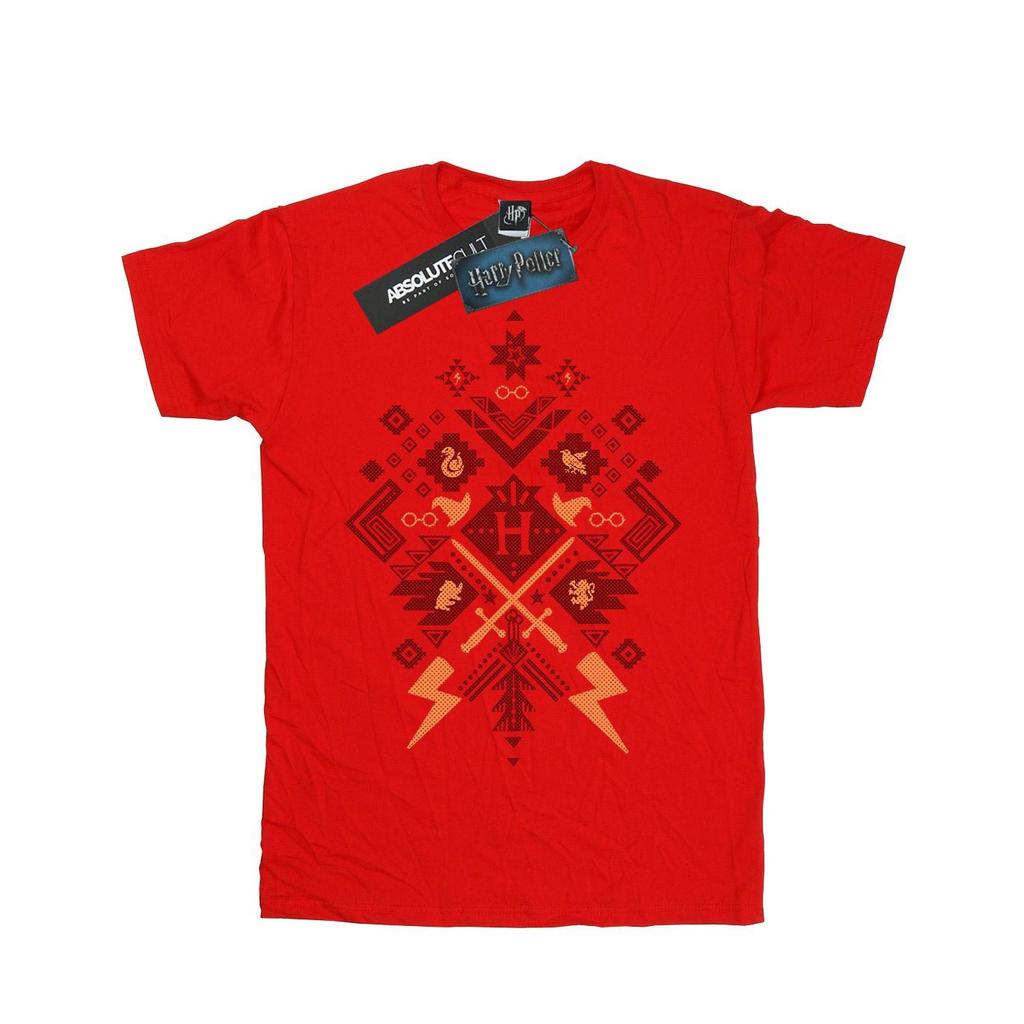 Harry Potter Girls Christmas Fair Isle Cotton T-Shirt