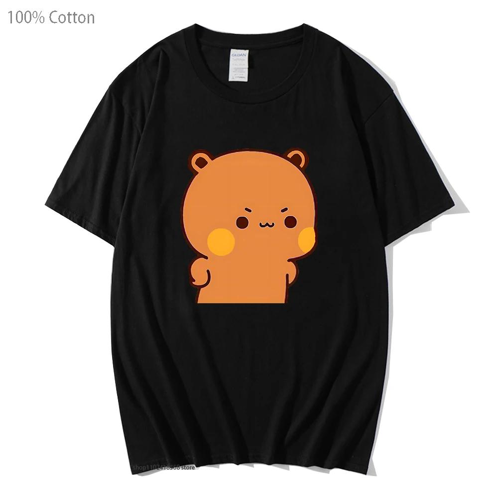 Cute Bubu Is Yelling At Dudu T-Shirts for Men's Shirt Women Couple Clothes 100% Cotton Summer Tees Panda Bear Tops