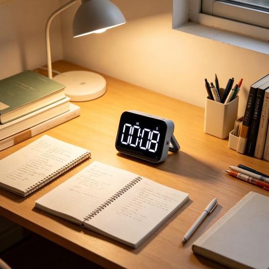 Digital Timer Easy Read LED Display Adjustable Rechargeable Countdown Countup Timer Study Kitchen Cooking Baking Timer with Dual Modes