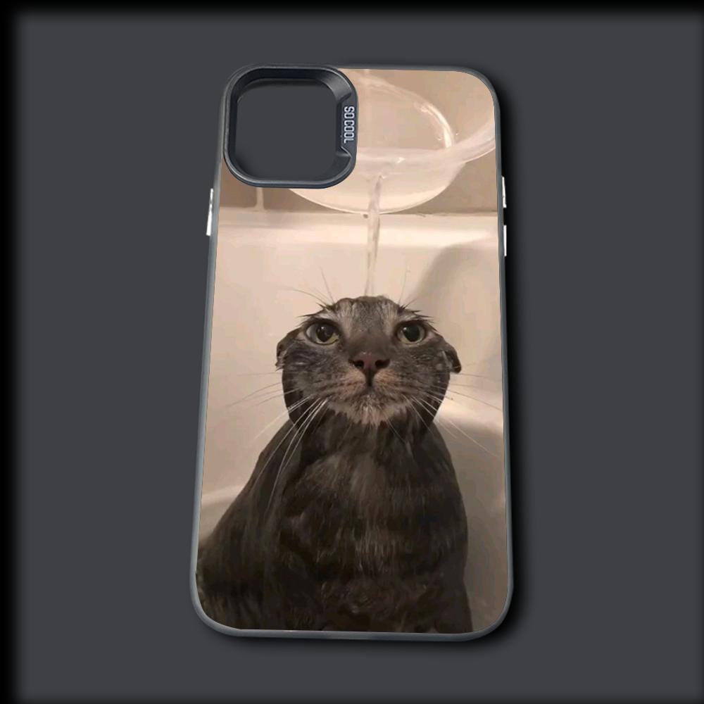 

Pet Cat Funny memes Phone Case For iPhone 16,15,14,13,12,11,Mini,Pro,MAX Gray Drop Matte Shockproof Soft Cover iPhone14