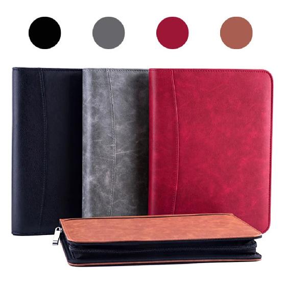 A5 Padfolio File Folder Document Bag with Calculator Zipper Fichario Binder Notebook Briefcase Executive Spiral 6 Ring Note Book