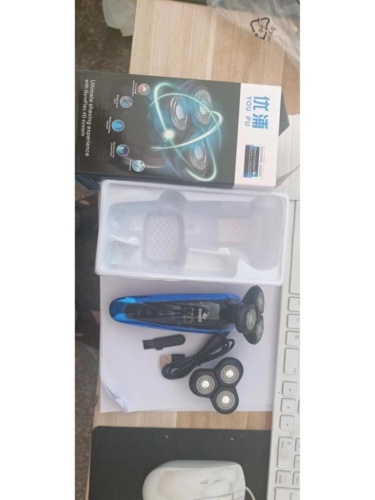 4D Electric Floating Shaver: USB Rechargeable, Full Body Washable, Multifunctional Beard Razor for Men.