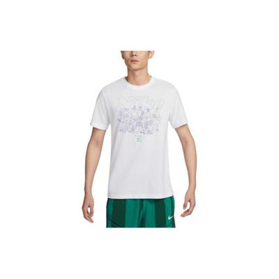 Loose Fit Round Neck Letter Print Short Sleeve T-Shirt Men Tops White FV8433-100