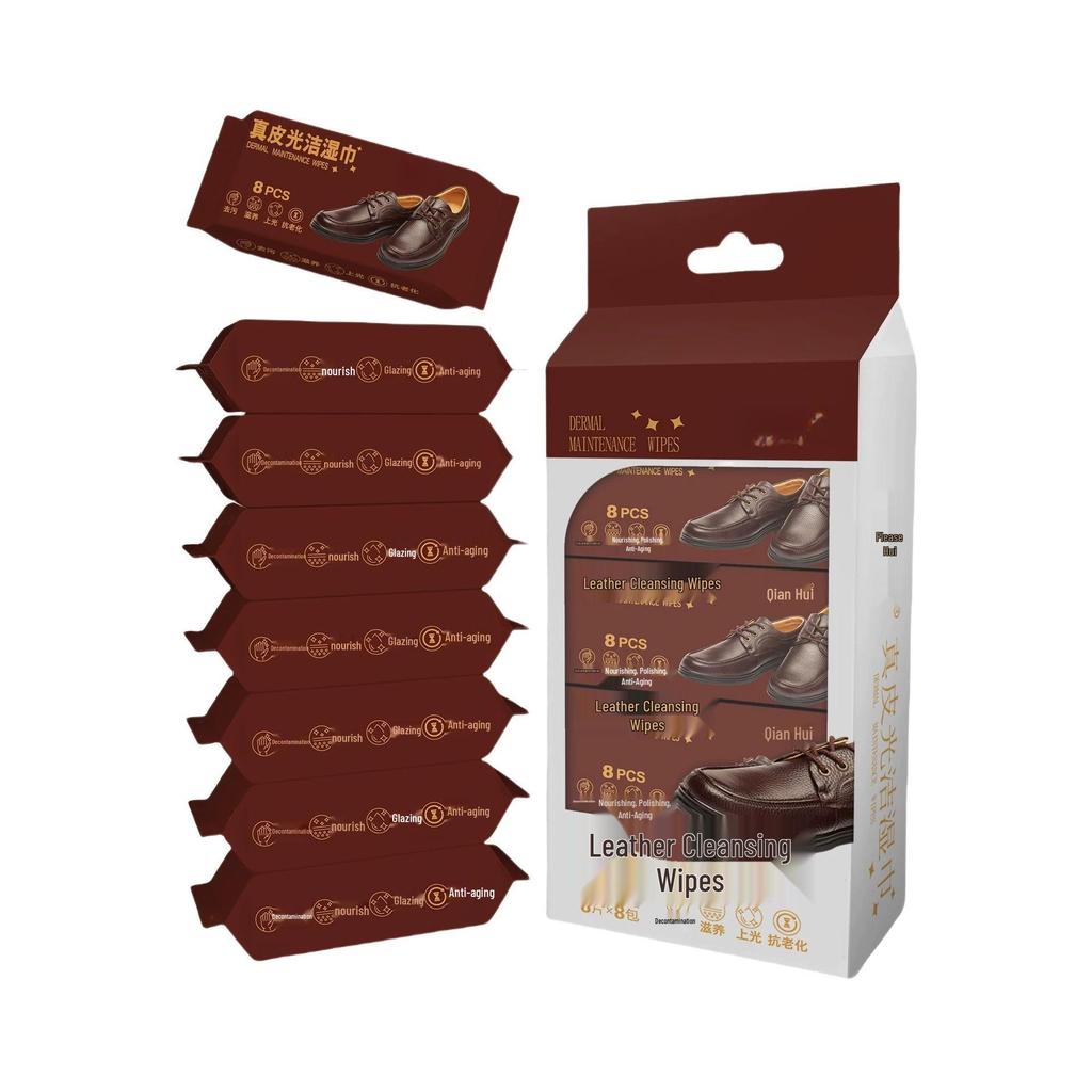 Genuine Leather Shoe Shine Wipes: Individually Packaged for Stain Removal, Nourishing, Polishing, and Anti-aging Care.
