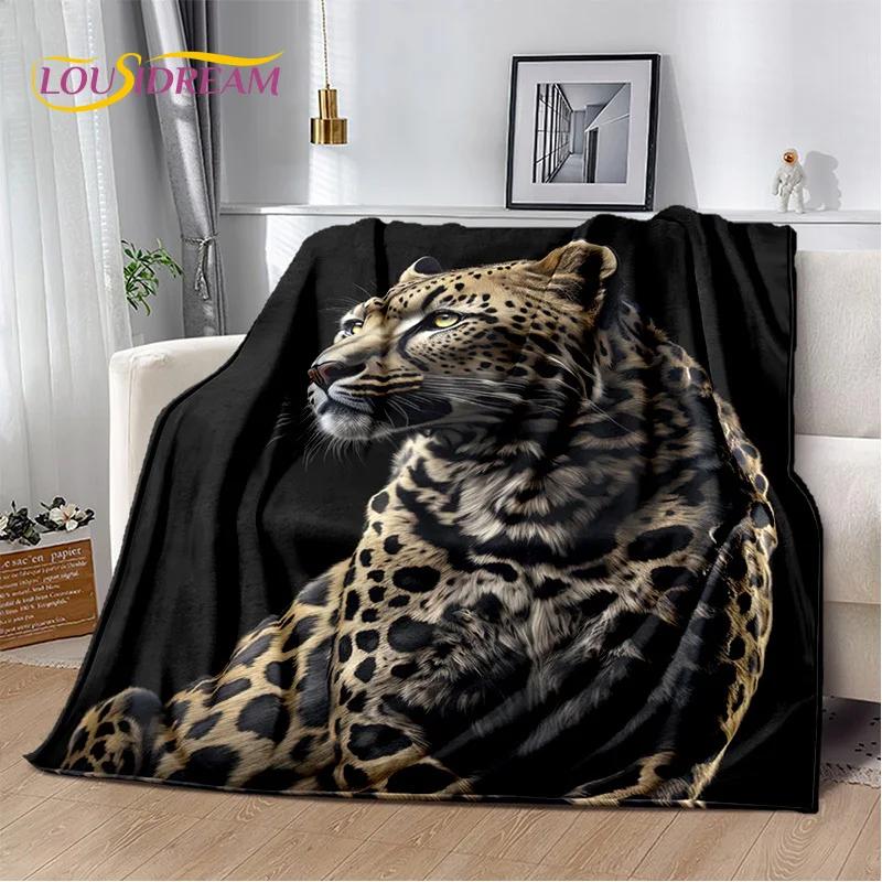 Wilde Tiger-Löwe-Leopard-Tier-Wildtier-Cartoon-Decke, weiche Überwurfdecke für Zuhause, Schlafzimmer, Bett, Sofa, Picknick, Büro