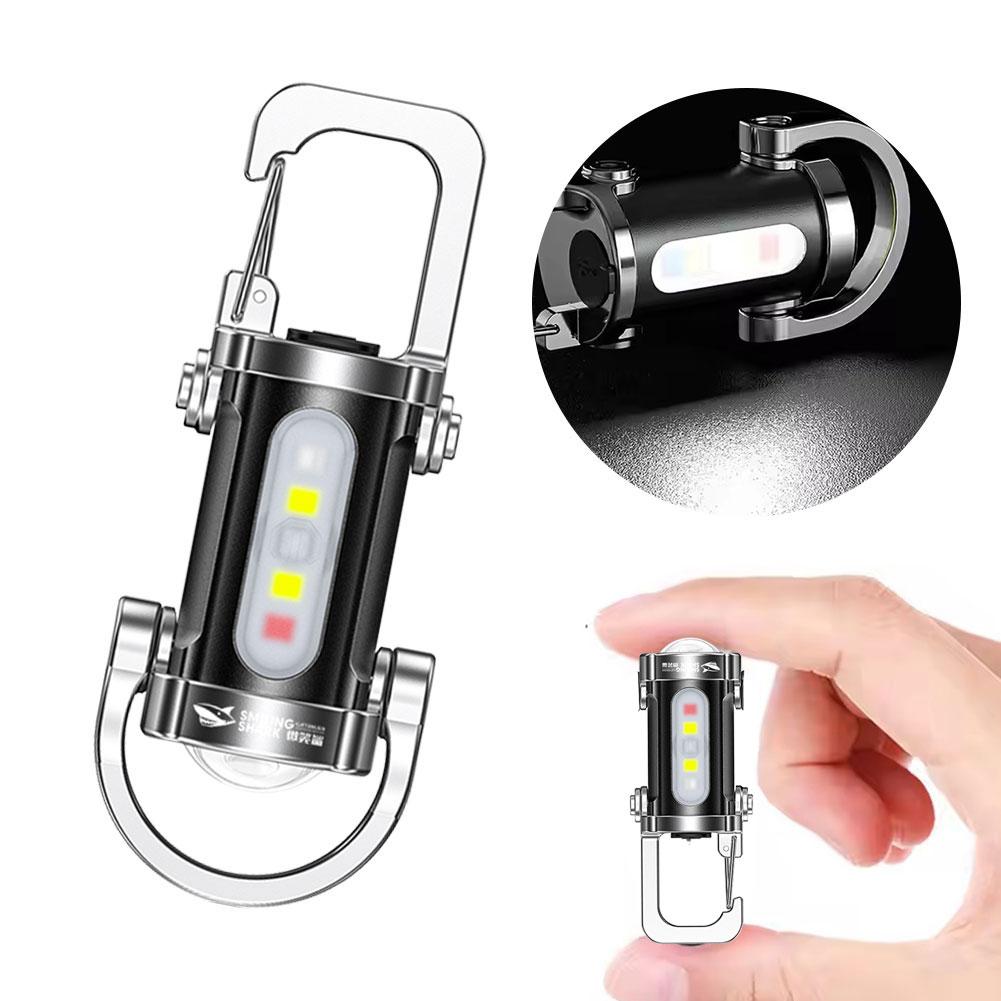 Rechargeable Keychain Flashlights Multifunction COB Work Light Waterproof Emergency Keychain Light for Walking Searching Hiking