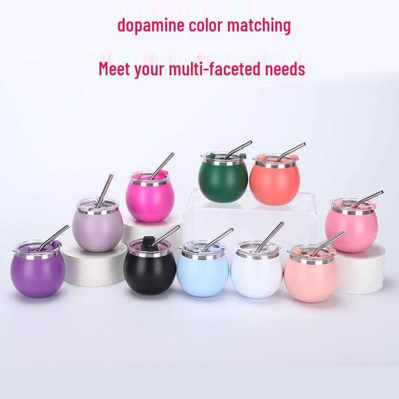 Popular 5oz Insulated Stainless Steel Mini Egg Cup with Straw - Portable Travel Accessory for Milk Tea