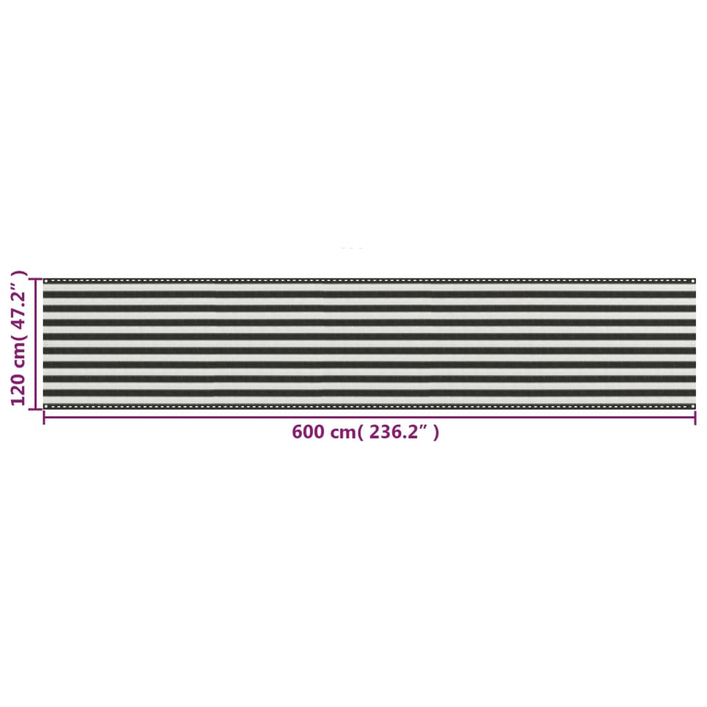Balcony Privacy Screen HDPE 120 x 600 cm Anthracite and White