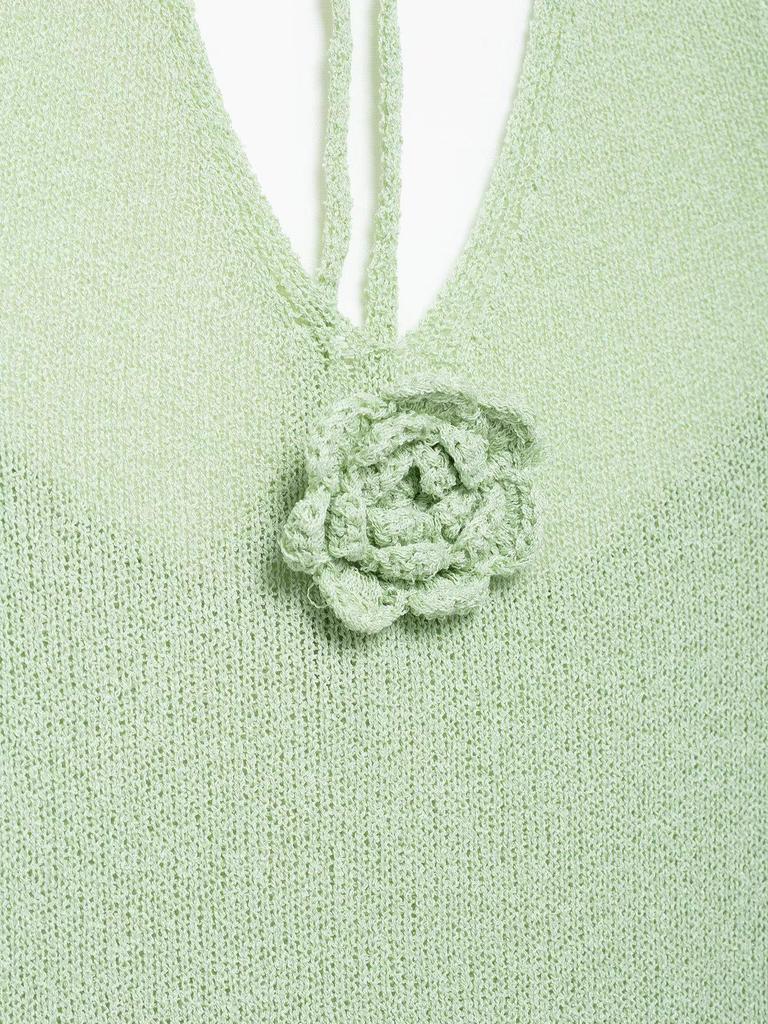 Rochie Tricotată de Primăvară 2025 pentru Femei, Stil European & American, Decolteu Adânc în V, Fără Spate, cu Șliț Înalt, cu Bretele Spaghetti