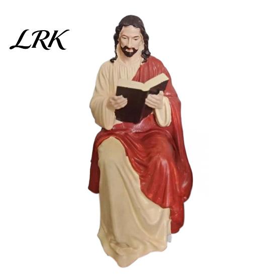Christelijke Huisdecoratie Jezus en Maagd Maria Lezen Boekenplank Beeldjes, Religieuze Zittende Beelden, Cadeau voor Pastor Kerkleden Hars Plank