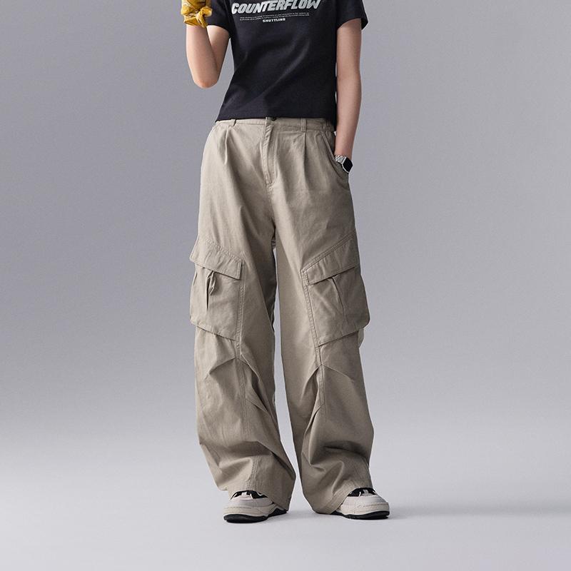 Li Ning CF Suo Solid Color Mid Waist Straight Casual Pants Women bottoms AKXU504-4