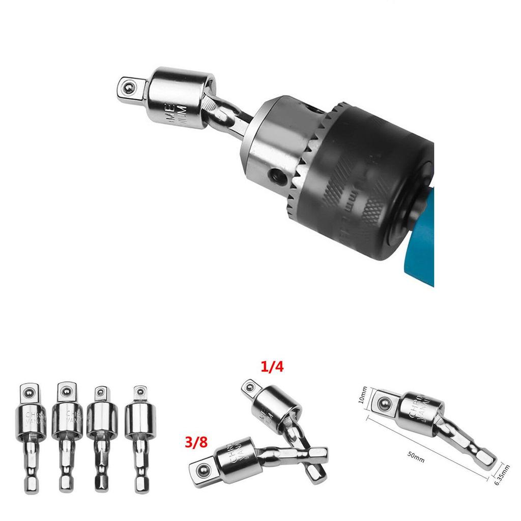 Versatile And Durable 1/4" 3/8" Hex Shank Drill Bit Wrench Socket Adapter Drive Ratchet Extension Tool