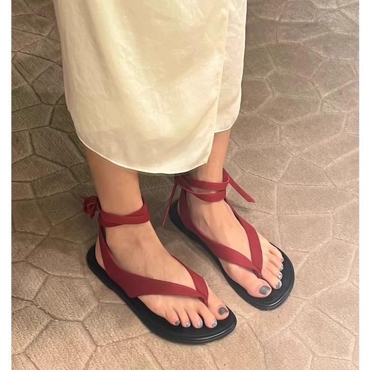 Fashion Women’s Fashion Ankle Strap Thong Flat Sandals | Comfort Leather Summer Casual Beach Footwear