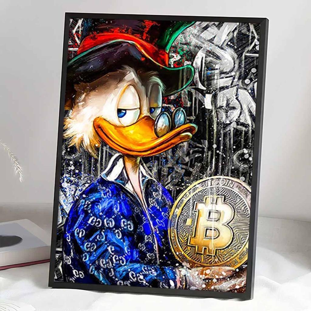 5D DIY Diamond Art Painting Kits for Adults, Donald Duck, A Financial Tycoon Full Round Crystal Diamond Kits for Beginner for Home Wall Decorate