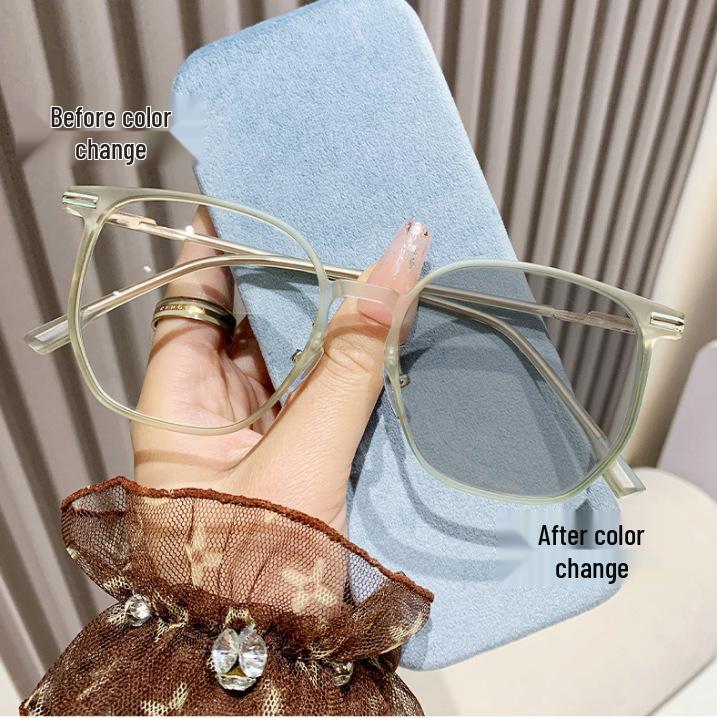 

Женские модные очки с изменяющим цвет и антибликовым покрытием: Большие оправы в корейском стиле, переходят в серый/коричневый. No Color Change, Non-Prescription