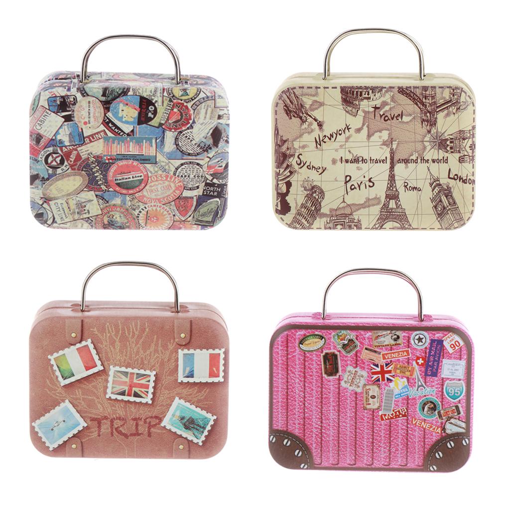 1/6 Scale Furniture Miniature Iron Suitcase Scene Layout DIY A