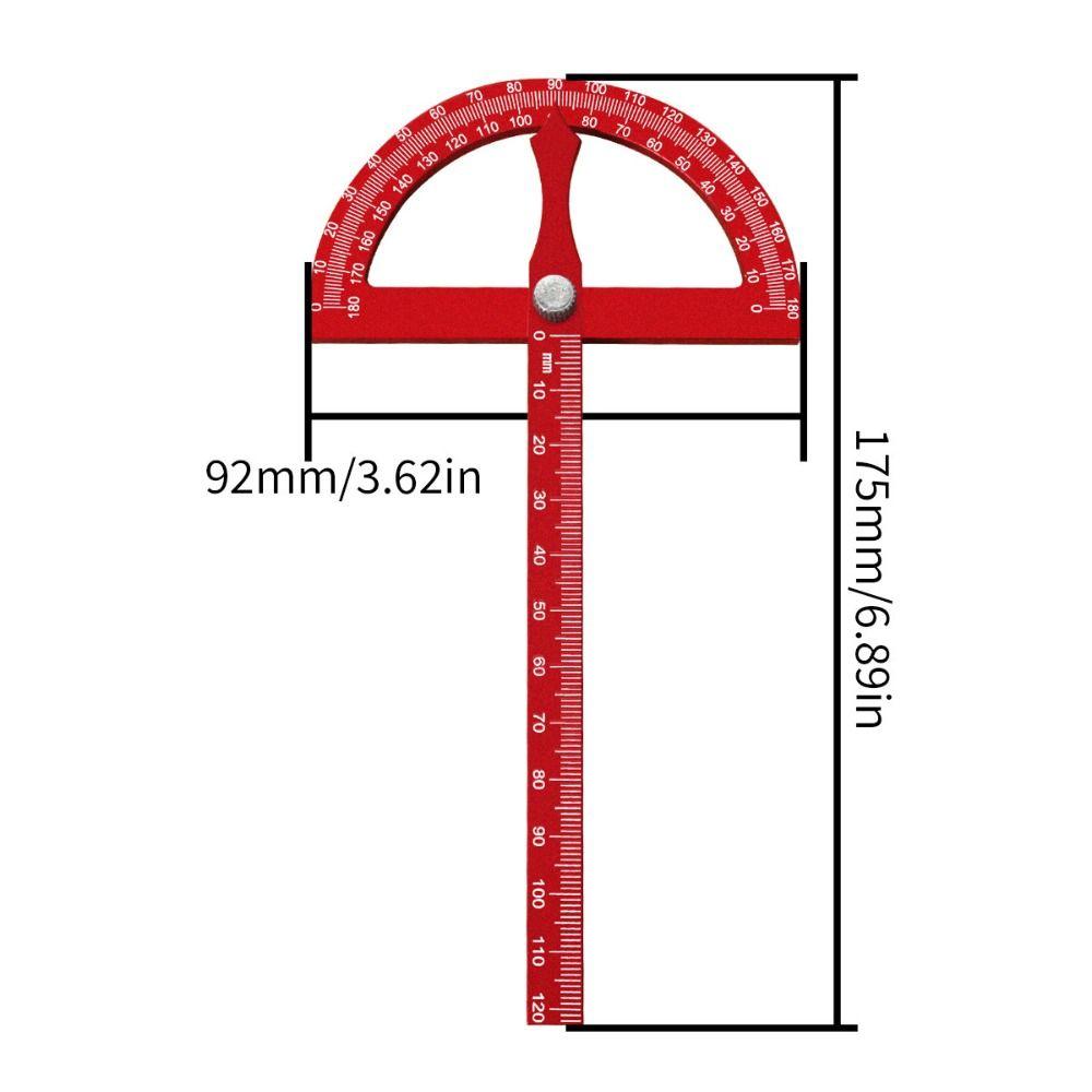 Aluminum Alloy Angle Marking Ruler High-precision 0-180° Angle Protractor Portable Adjustable Woodworking Ruler