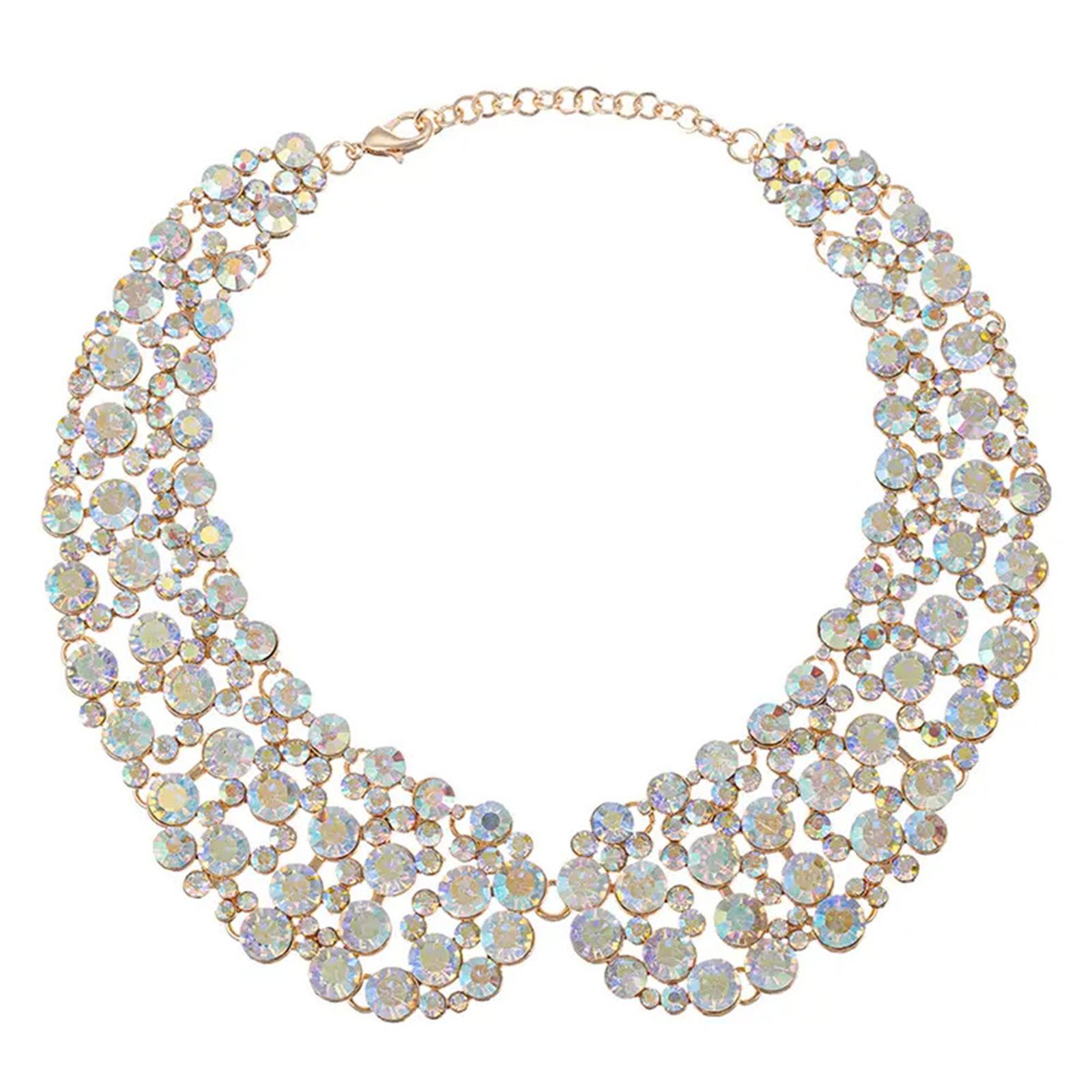 

Sparkling Crystal Choker Jewelry Lightweight Alloy Design Formal Event Fashion Accessories светло-синий