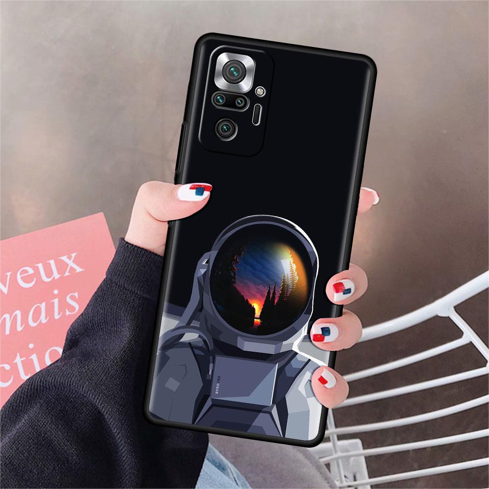 Hülle Für Xiaomi Redmi Note 10 9 11 Pro Weiche Handyhülle 10S 9S K40 8 9A 9C 9T 7 10C 8T Silikonhülle Cool Lonely Astronaut Capa