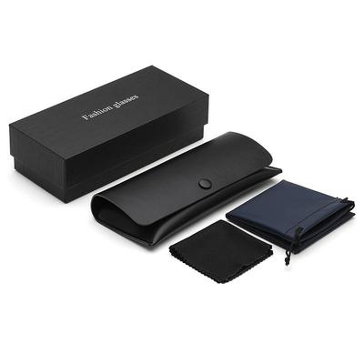 Customer Logo Leather Sunglasses & Glasses Case Set - Black with Button Closure