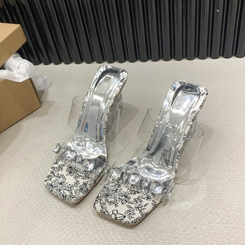 

Fashion 2025 New Ladies Shoes Open Toe Women s Slippers Fashion Outdoor Crystal Dress Summer Best Seller Non-Slip Elegant High Heels 39 абрикосовый