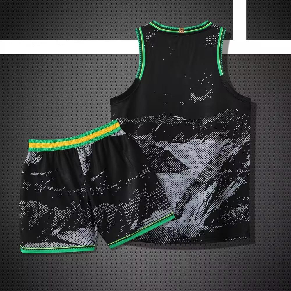 

Американский мужской быстросохнущий баскетбольный комплект с напечатанными номерами для летних и осенних тренировок и соревнований. 6XL чёрный