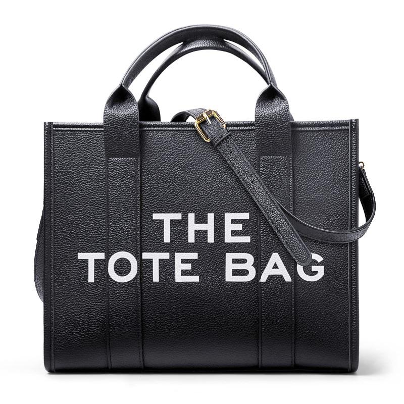 New Women's Bag Canvas Pu Solid Color Letter Tote Bag Simple Casual Large Capacity Handbag Shoulder Bag Women