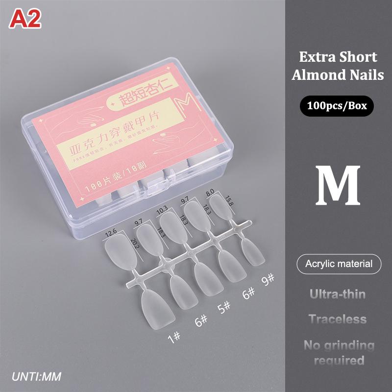 100Pcs/Box Matte Fake Nails No Polishing Press On False Nails Medium Short Design High Matt Soft Gel Nail Tips For Extension