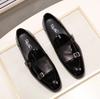 Fashion FELIX CHU Men's Patent Leather Loafers Black/Green Monk Strap Slip-On Shoes for Wedding Party Dress Casual Fashion