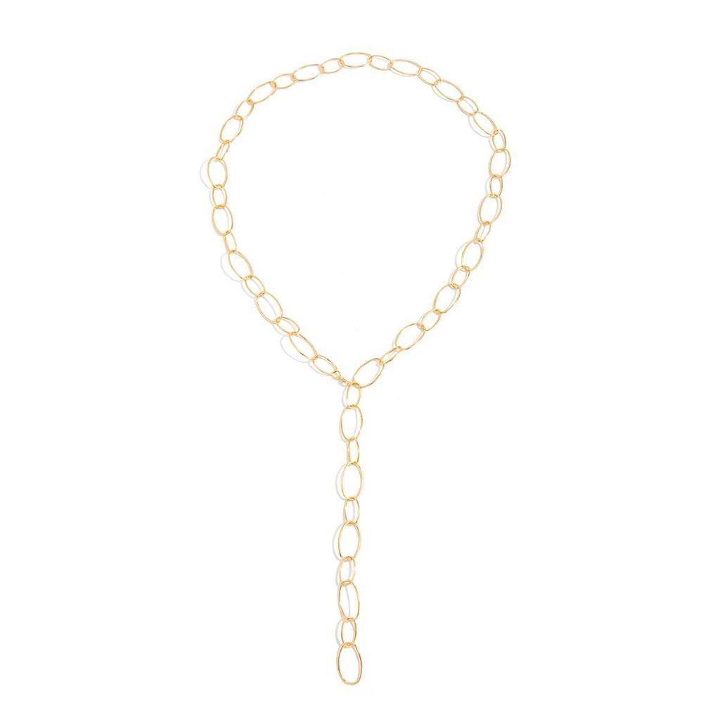Ingemark Minimalist Oval Link Hollow Y-Shape Chain Necklace For Women Trendy Gold Color Metal Neck Accessory Charm Jewelry Gift