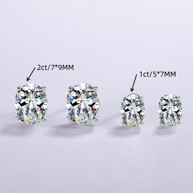 2025 High-End Europäische & Amerikanische Ovale Taubenei Moissanit Sterlingsilber Ohrstecker für Damen