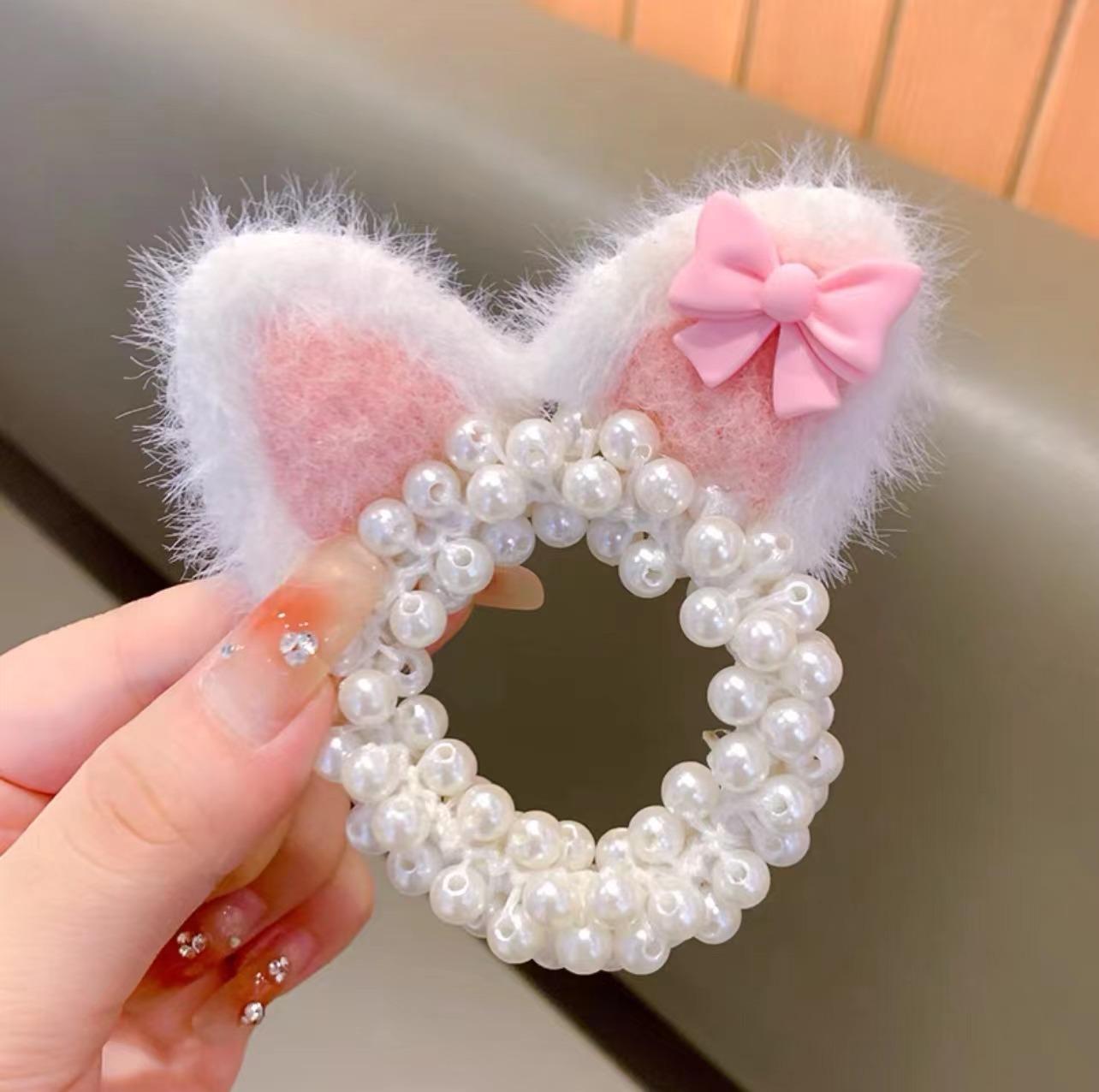 

1 шт., милые детские эластичные резинки для волос с кошачьими ушками и жемчугом для девочек, детские резинки для волос, аксессуары для волос принцессы, детские головные уборы 1PCS фиолетовый