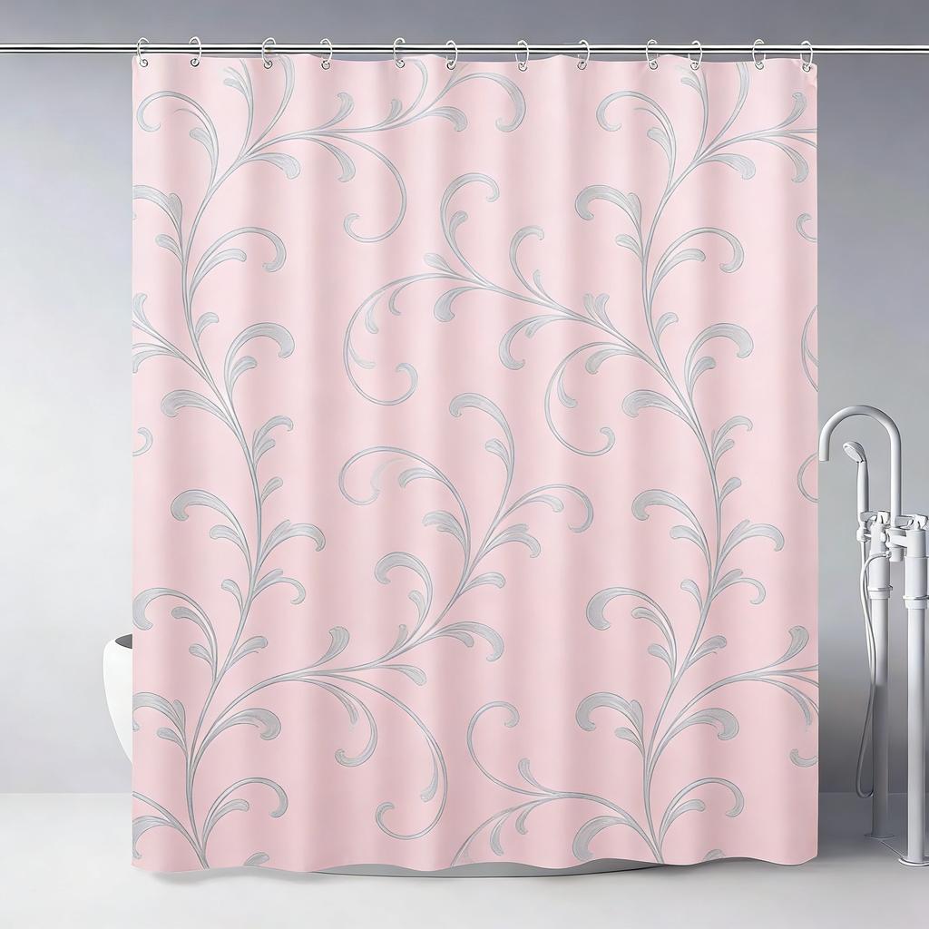 Modern Teal Gradient Wavy Line Art Waterproof Shower Curtain