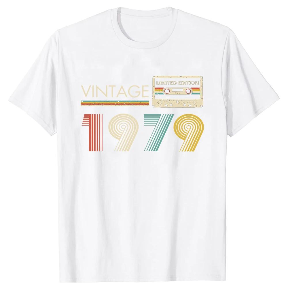 Classic 1979 Vintage Birthday Cassette Est 1979 Edition T Shirts Summer Graphic Cotton Streetwear Short Sleeve Gifts Tshirt