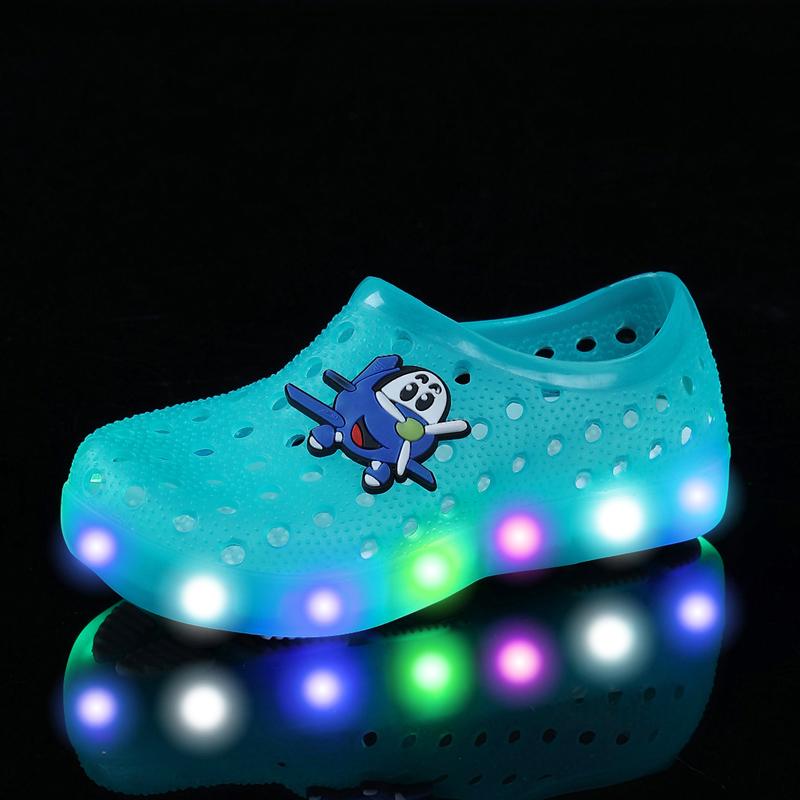 

New Style Boys Girls Sport Sandals Summer Kids Shoes With Light LED Hole Sandals Children Fashion Sneakers Candy Colors 21 зелений