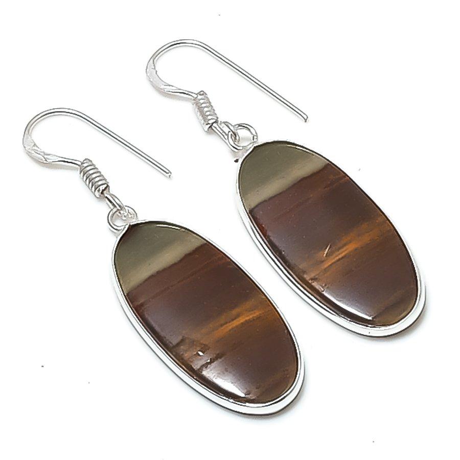Natural Picasso Jasper Gemstone 925 Sterling Silver Jewelry Earring 1.85" AEE-11042